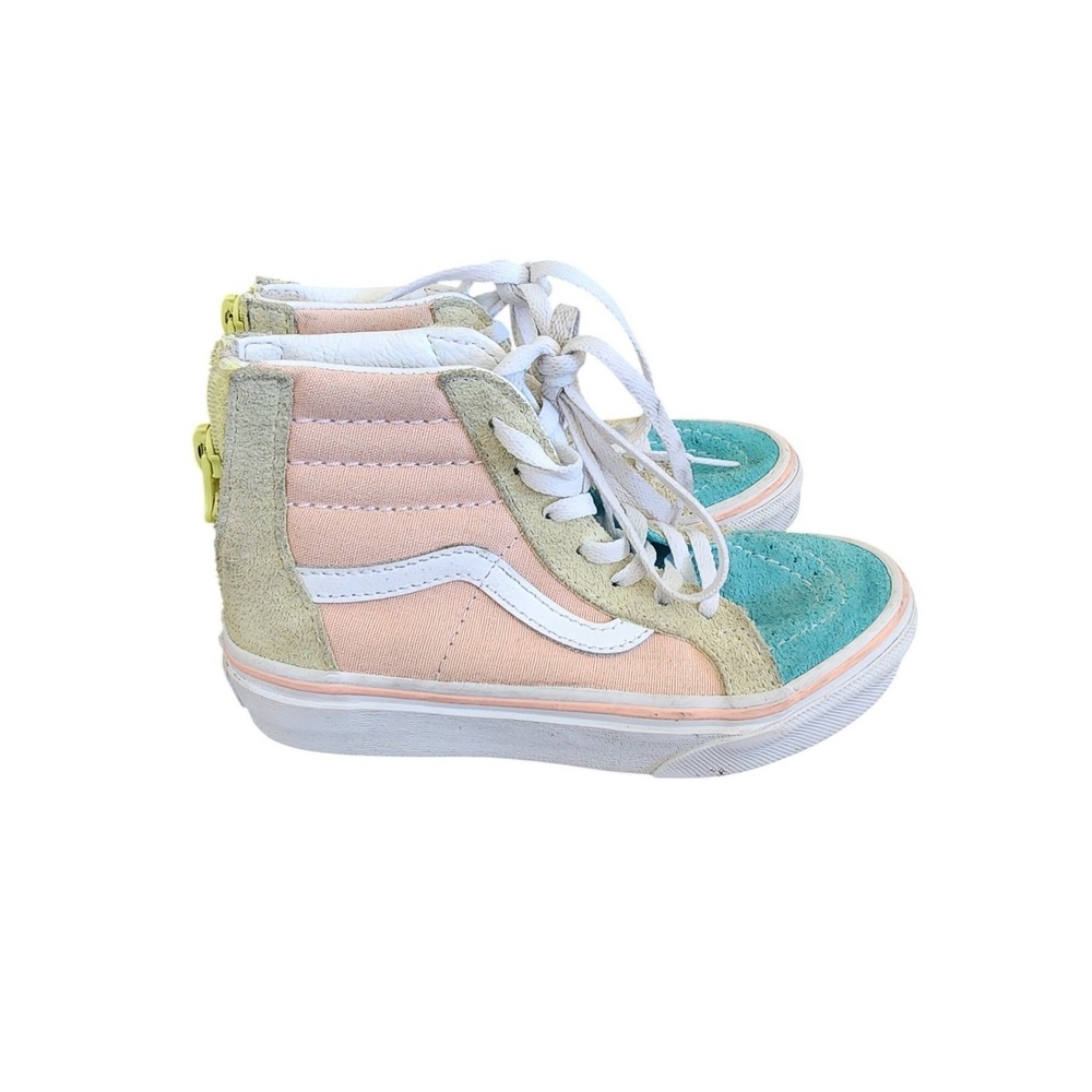 Vans Kids High-Top Sneakers in Mint, Peach, and White